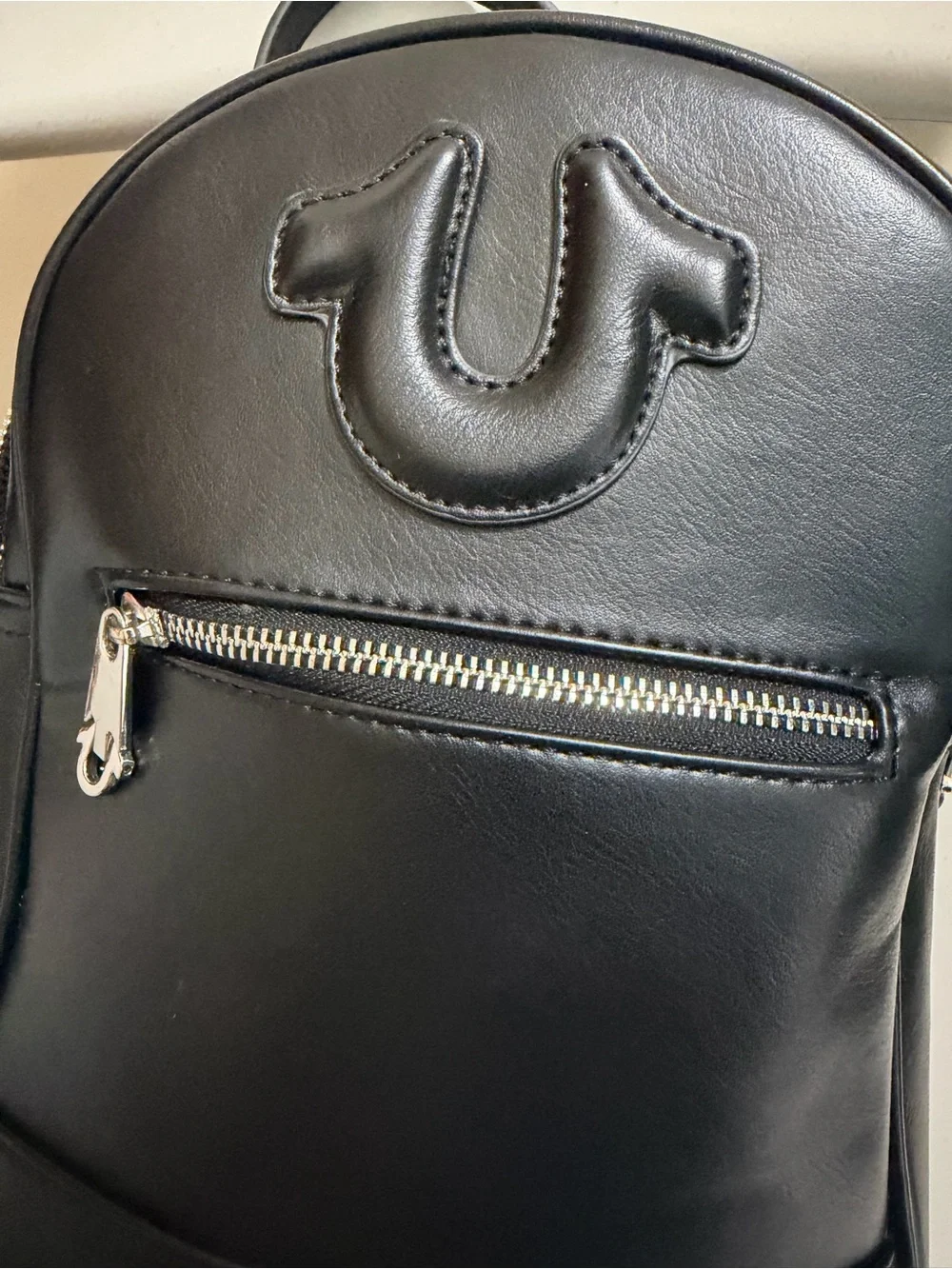 True ReligionBlack Leather Mini Backpack - Black
